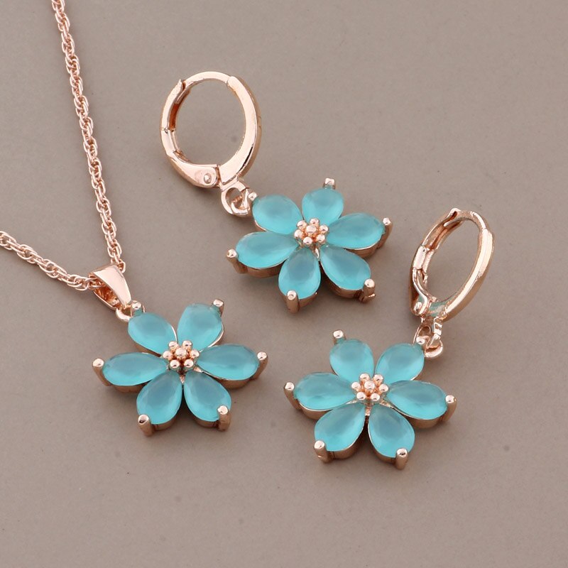 Rose Gold lower Earrings & neckles Set for Women