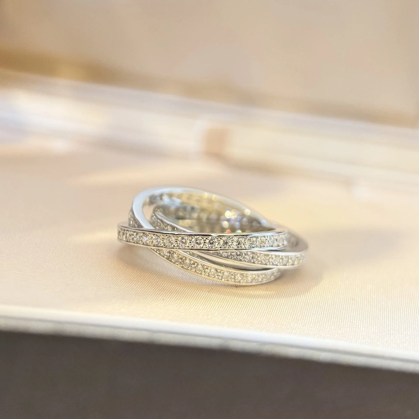 Sølv rose gull ring
