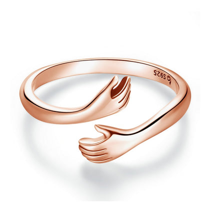 925 Sterling Silver Klemmevarme og Kjærlighet Justerbar Ring for Kvinner