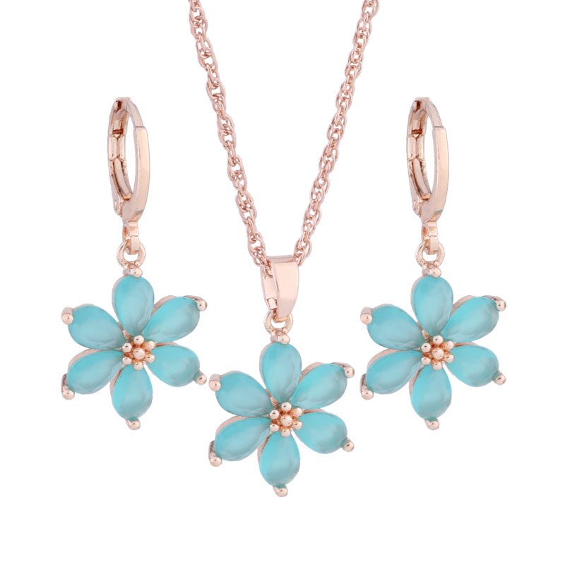 Rose Gold lower Earrings & neckles Set for Women