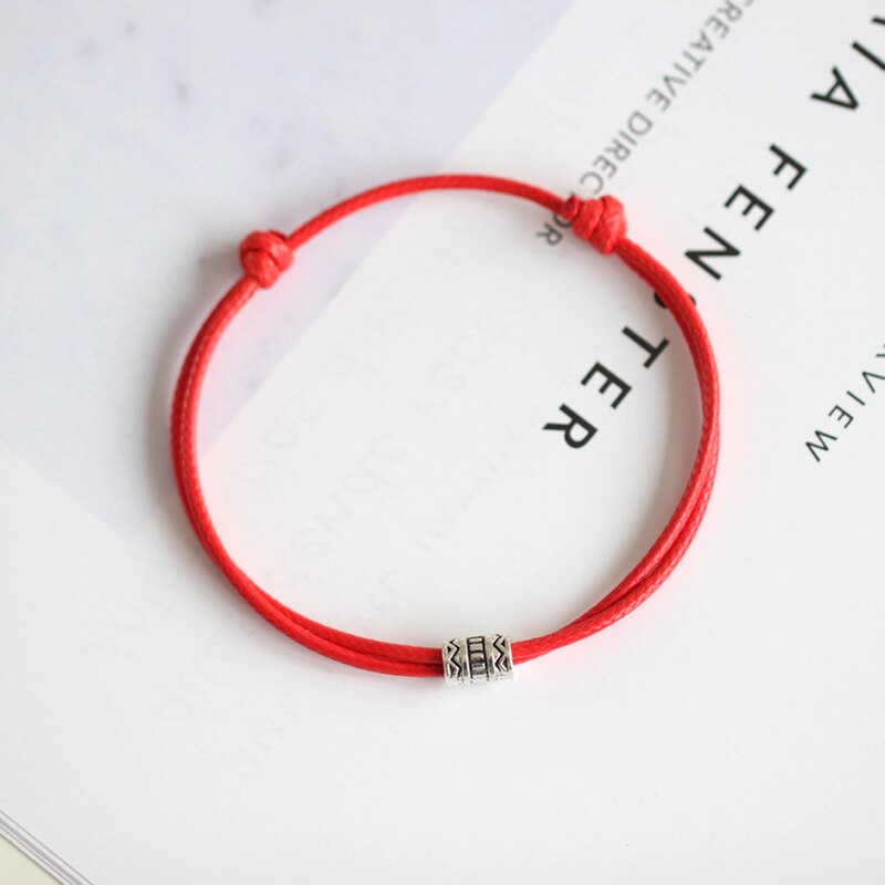 Adjustable Black Red Leather Rope Bracelet (1 eller 2 pk)