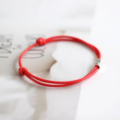 Adjustable Black Red Leather Rope Bracelet (1 eller 2 pk)