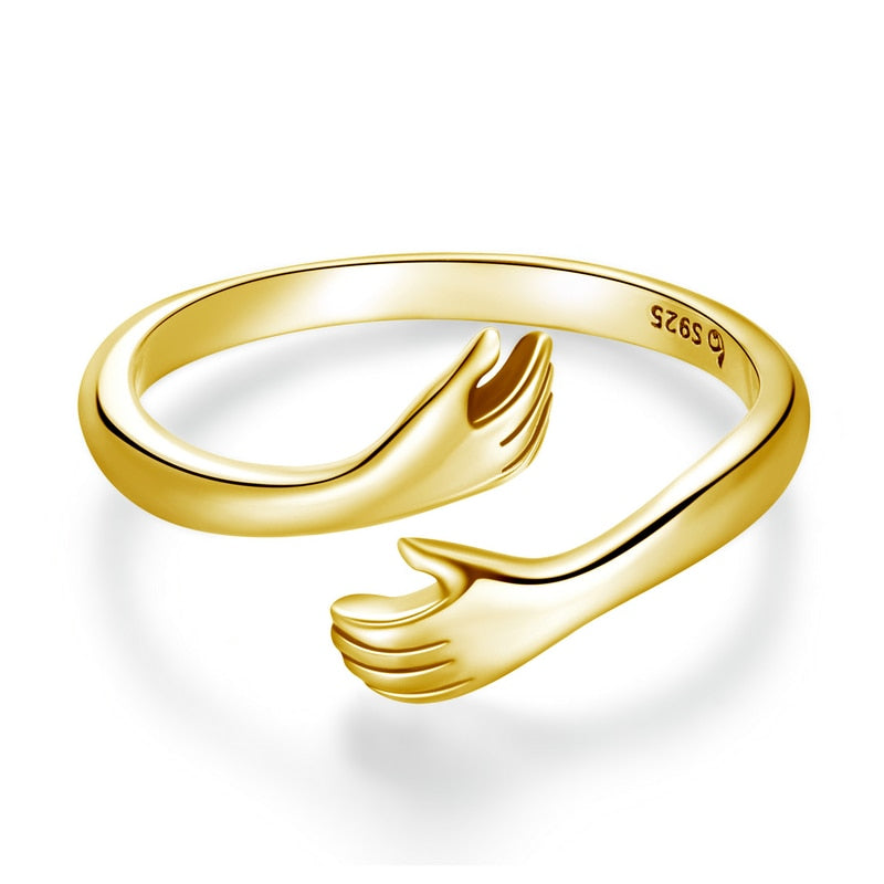 925 Sterling Silver Klemmevarme og Kjærlighet Justerbar Ring for Kvinner