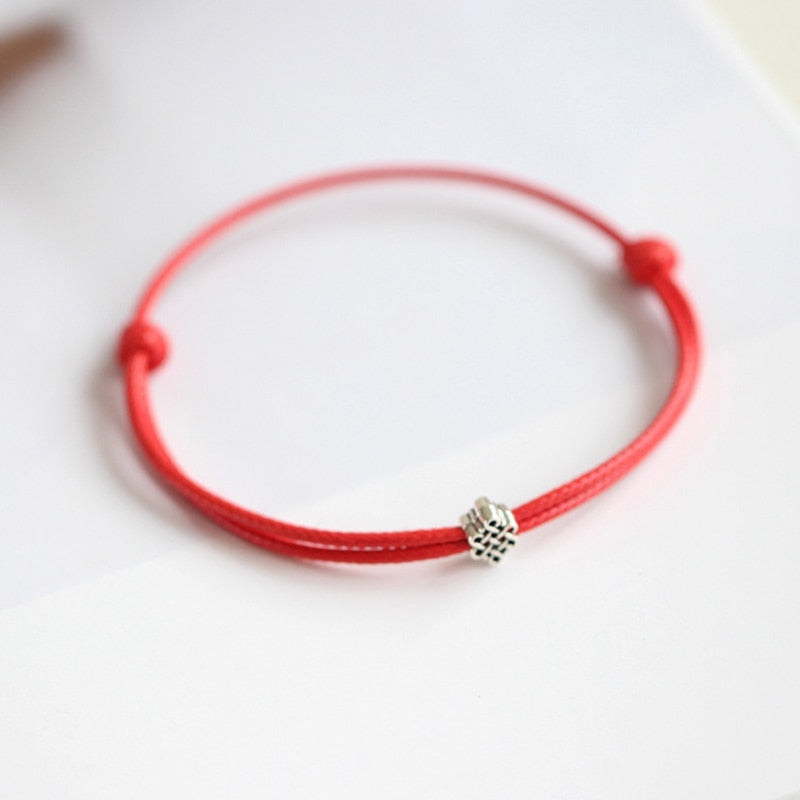 Adjustable Black Red Leather Rope Bracelet (1 eller 2 pk)
