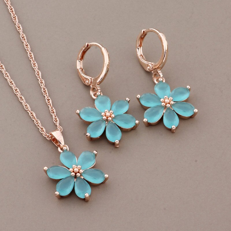 Rose Gold lower Earrings & neckles Set for Women