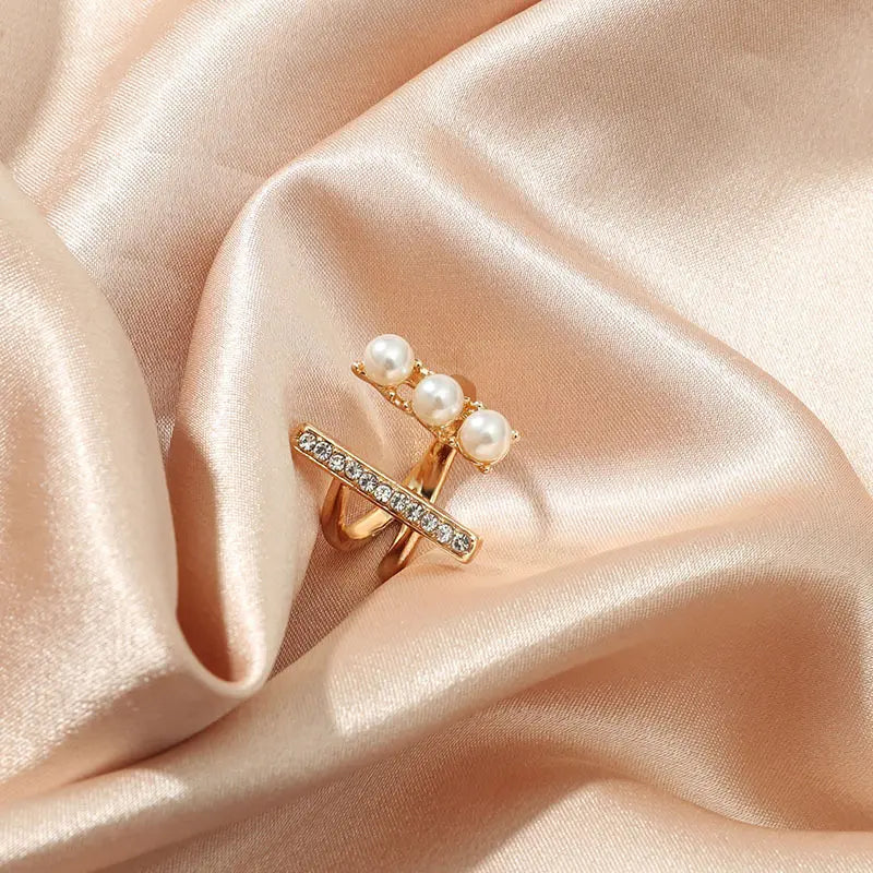 Elegant justerbar perle ring