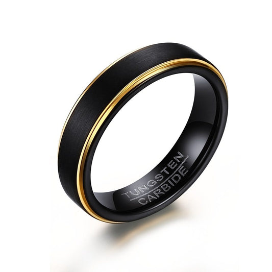 Vnox Black Tungsten Rings for Men 5MM