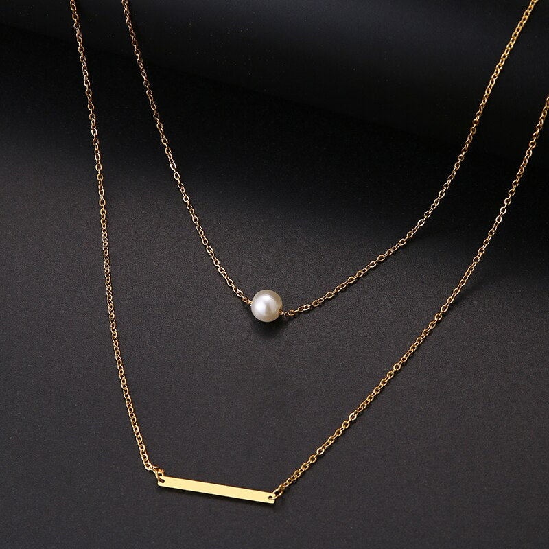 Multilayer Style Pearl "V" Necklace