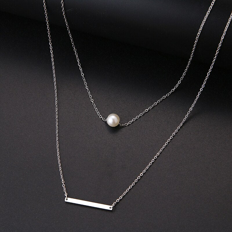 Multilayer Style Pearl "V" Necklace