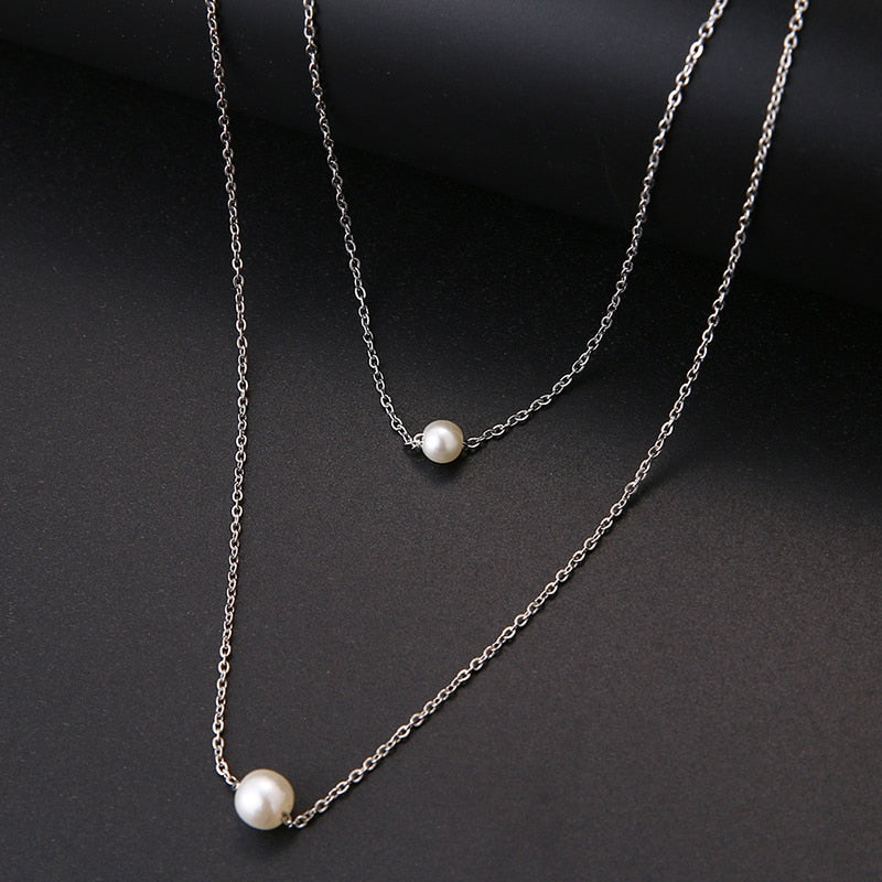 Multilayer Style Pearl "V" Necklace