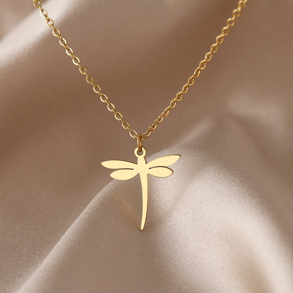 Stainless Steel Necklaces Simple Dragonfly