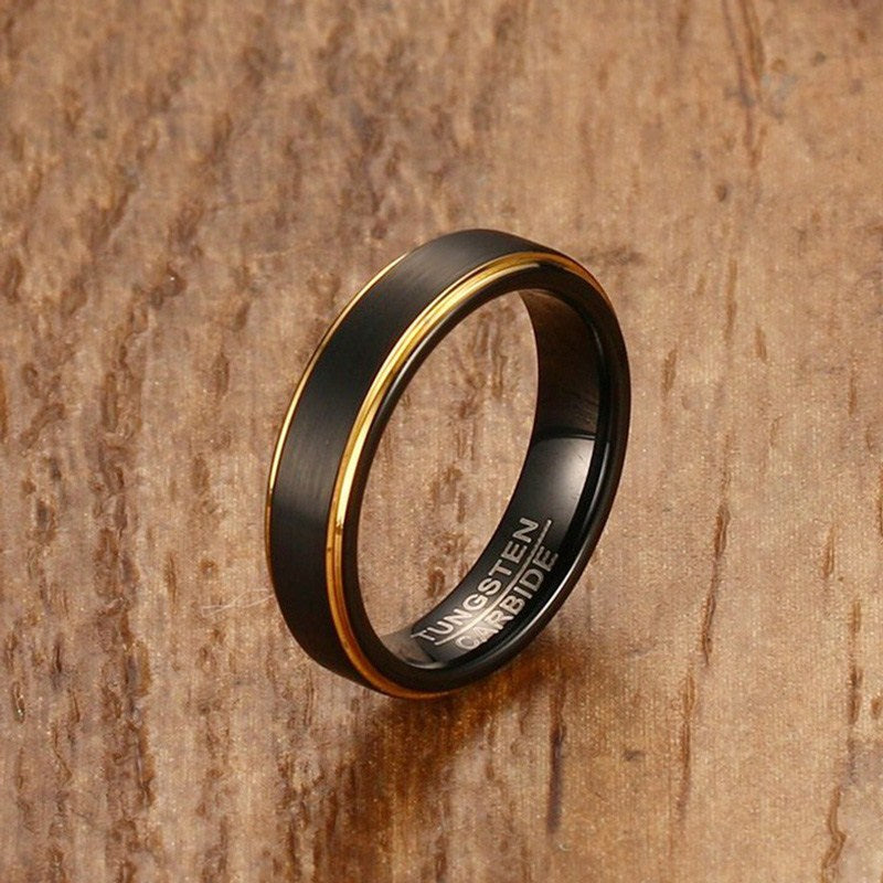 Vnox Black Tungsten Rings for Men 5MM