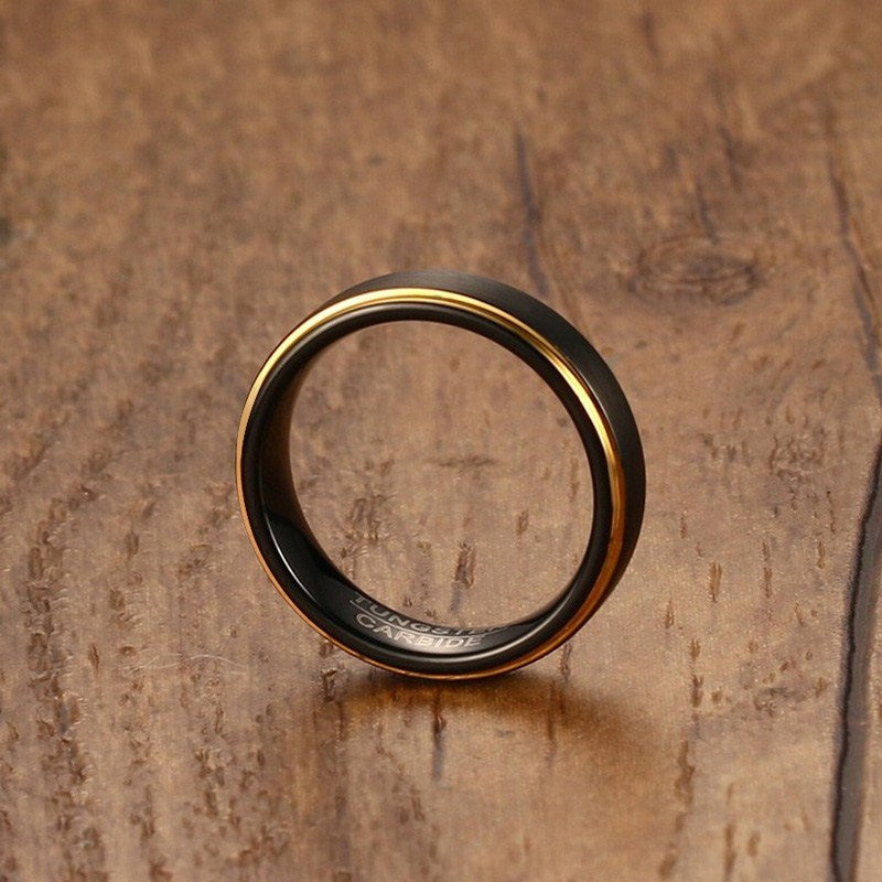 Vnox Black Tungsten Rings for Men 5MM