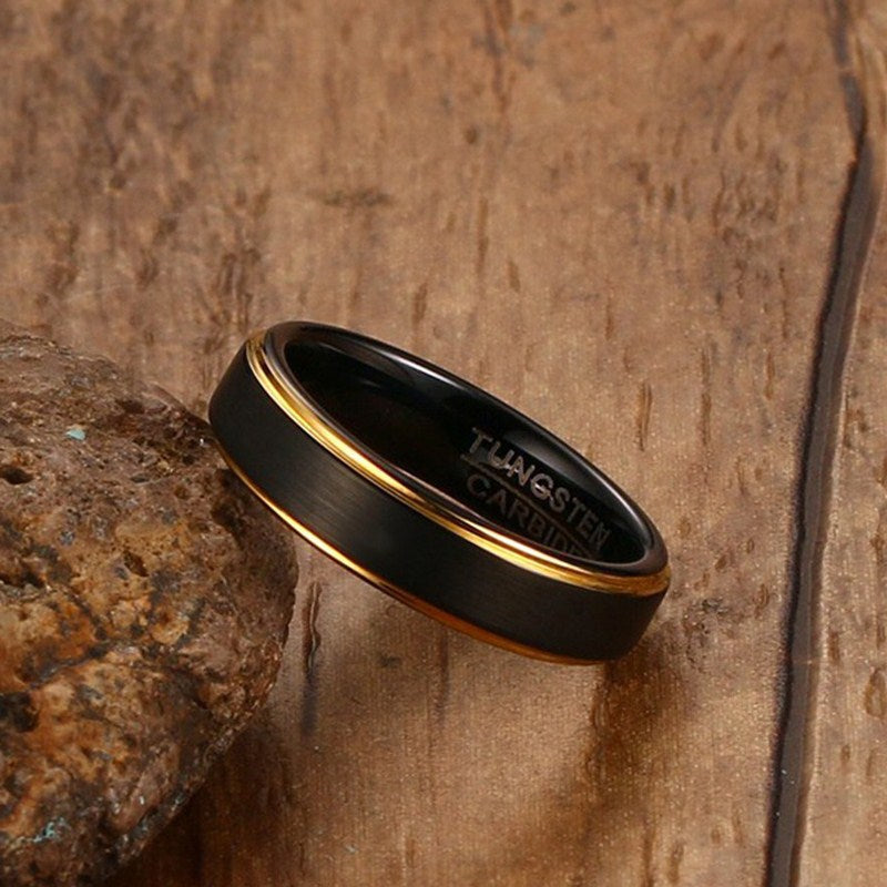 Vnox Black Tungsten Rings for Men 5MM