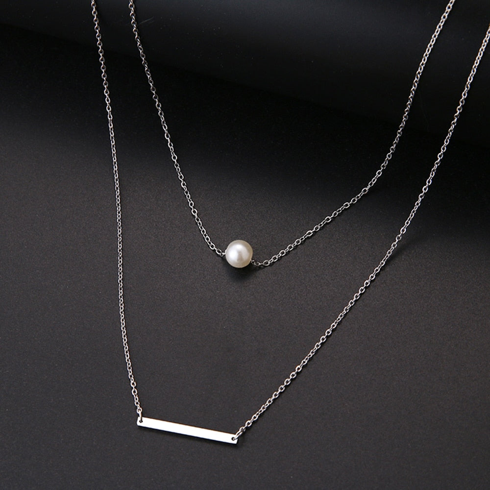 Multilayer Style Pearl "V" Necklace