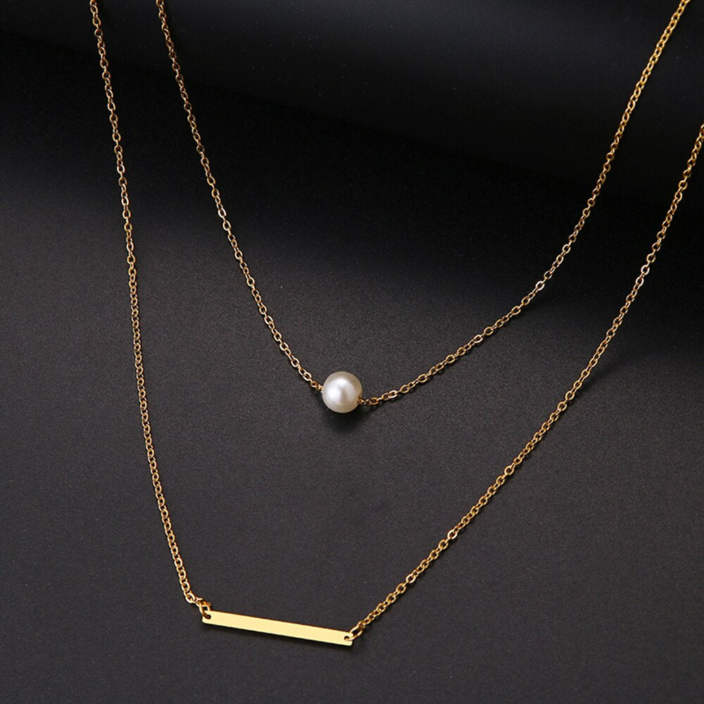 Multilayer Style Pearl "V" Necklace