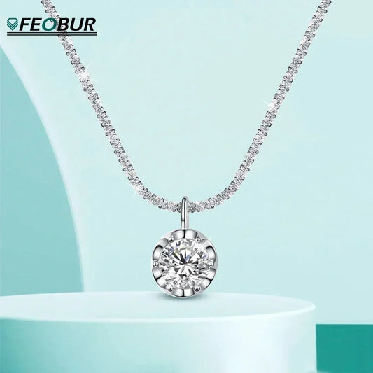 FEOBUR 1/2CT Moissanite Diamant Halskjede i S925 Sølv
