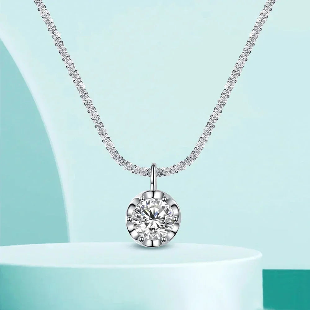 FEOBUR 1/2CT Moissanite Diamant Halskjede i S925 Sølv