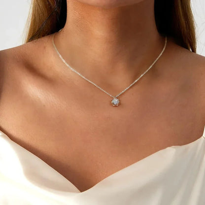 FEOBUR 1/2CT Moissanite Diamant Halskjede i S925 Sølv